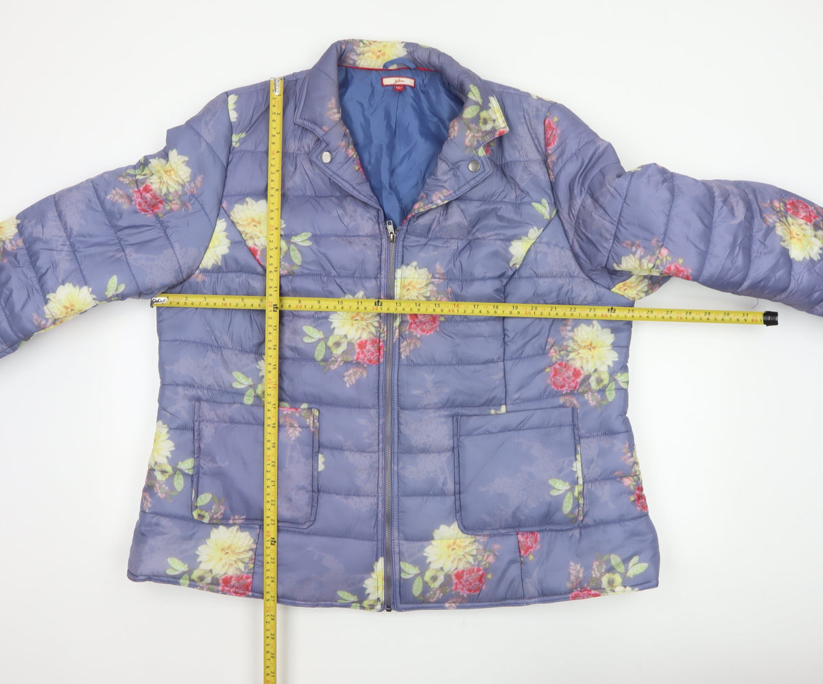 Joe Browns Women’s Blue Floral Puffer Jacket UK 24 Quilted Padded
