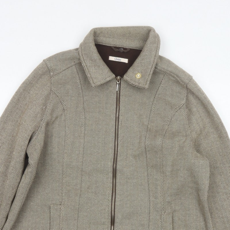Marks & Spencer Women Brown UK 20 Herringbone Zip Jacket Collared