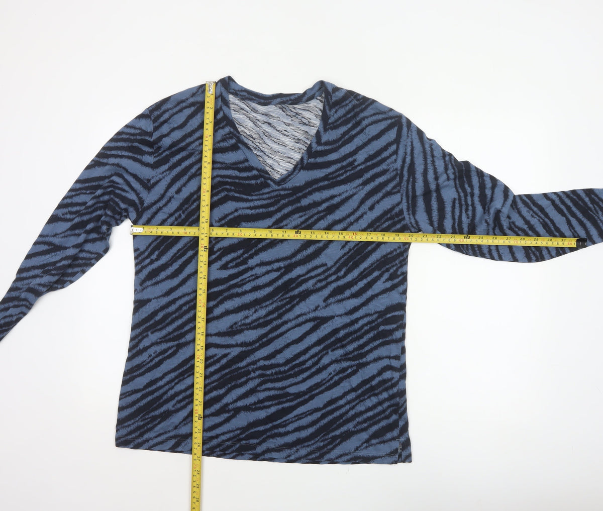 Marks & Spencer Women Blue Zebra Print V-Neck Jersey Top UK 14