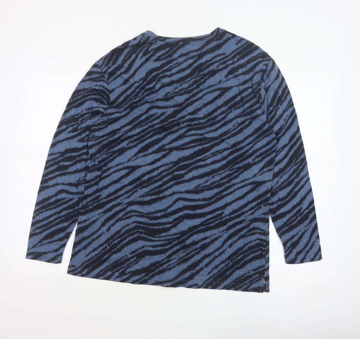 Marks & Spencer Women Blue Zebra Print V-Neck Jersey Top UK 14