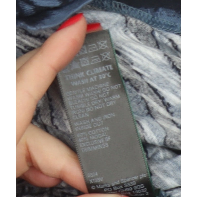 Marks & Spencer Women Blue Zebra Print V-Neck Jersey Top UK 14