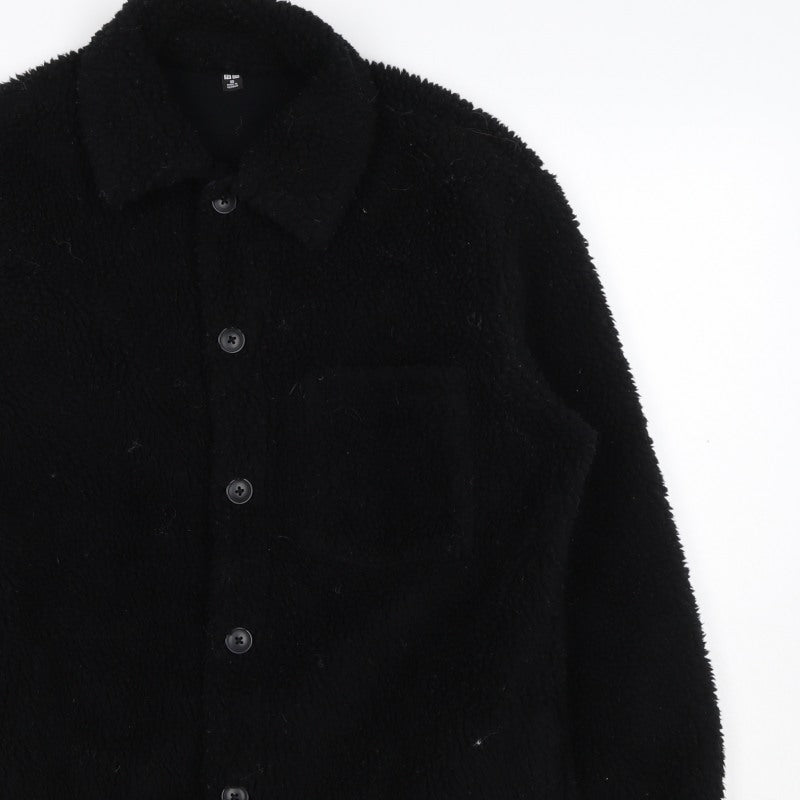 UNIQLO Women’s Black XS Teddy Fleece Button Jacket Collared