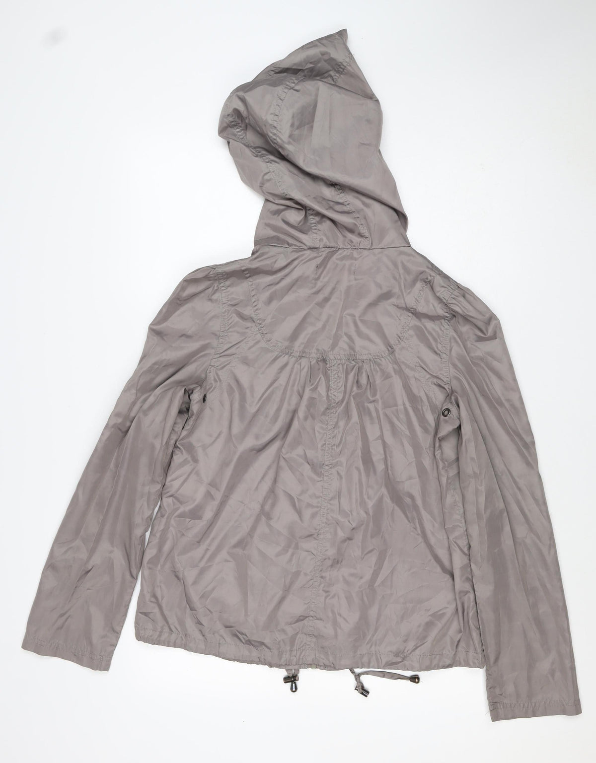 New Look Women’s Grey UK 10 Hooded Windbreaker Jacket Zip Pockets