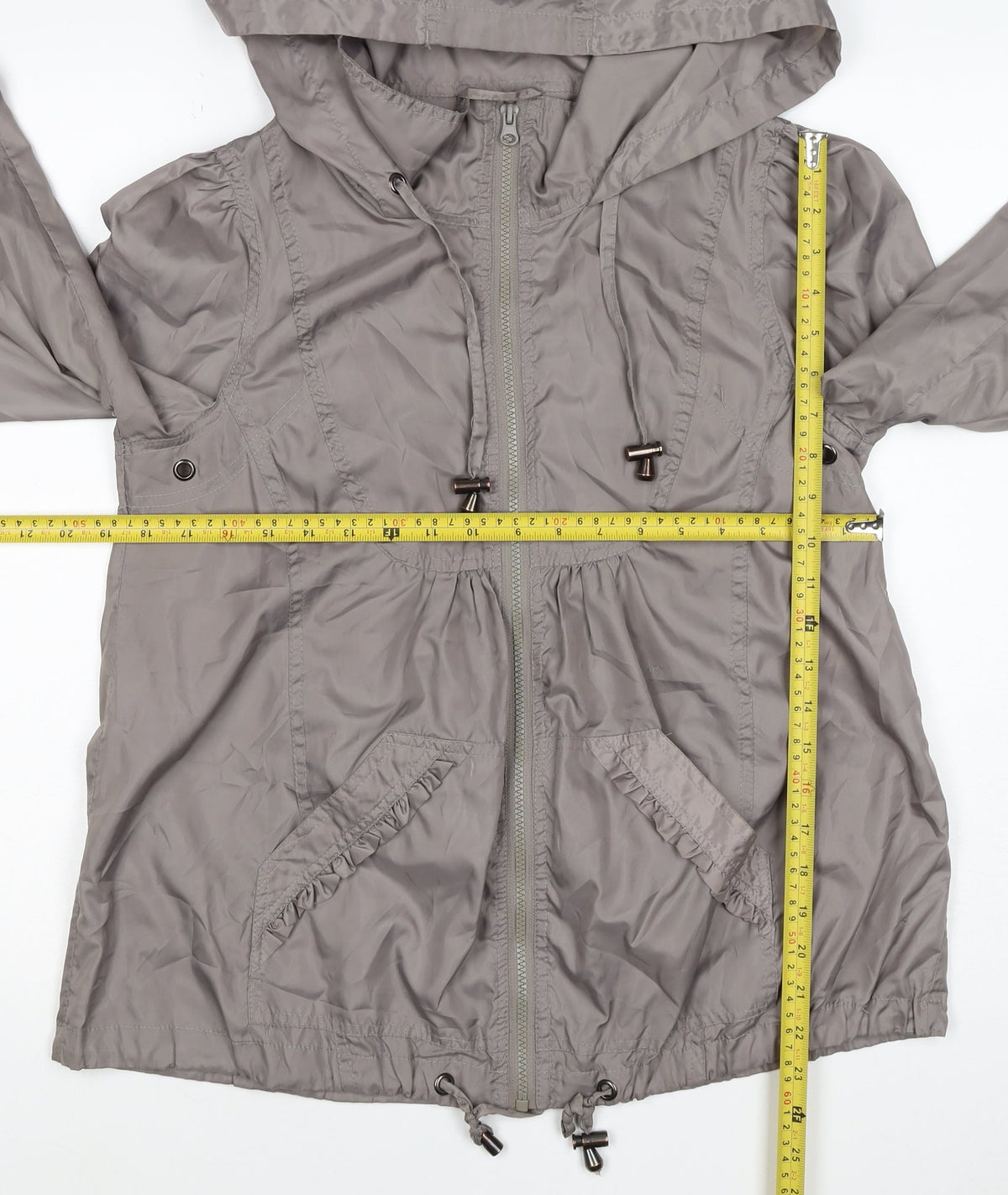 New Look Women’s Grey UK 10 Hooded Windbreaker Jacket Zip Pockets