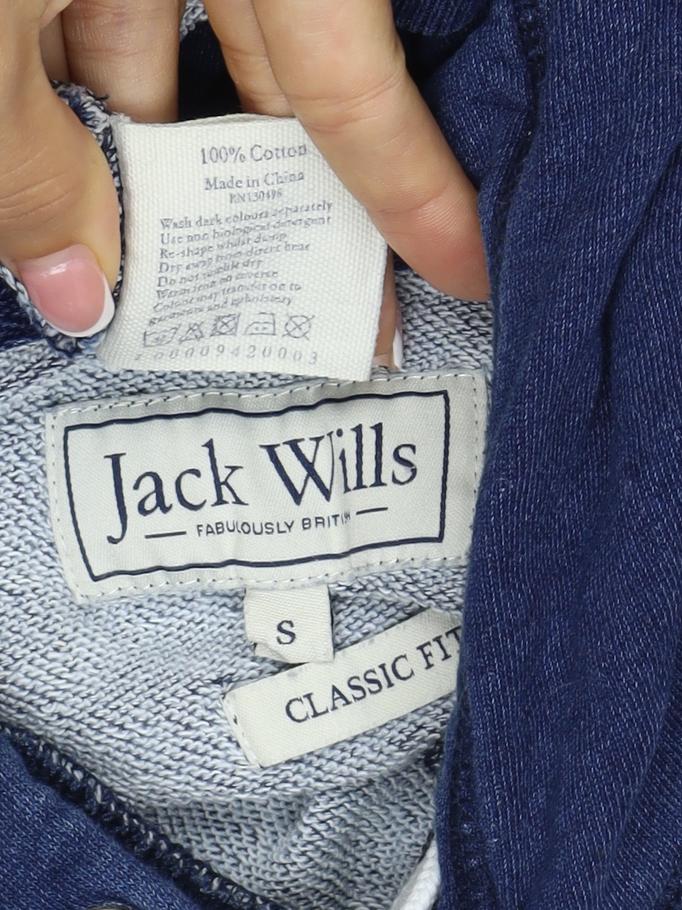 Jack Wills Men's Blue Small Classic Fit Pullover Hoodie Logo