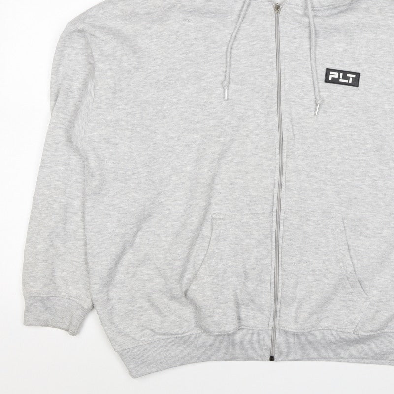 PrettyLittleThing Women Grey M Full Zip Logo Hooded Hoodie