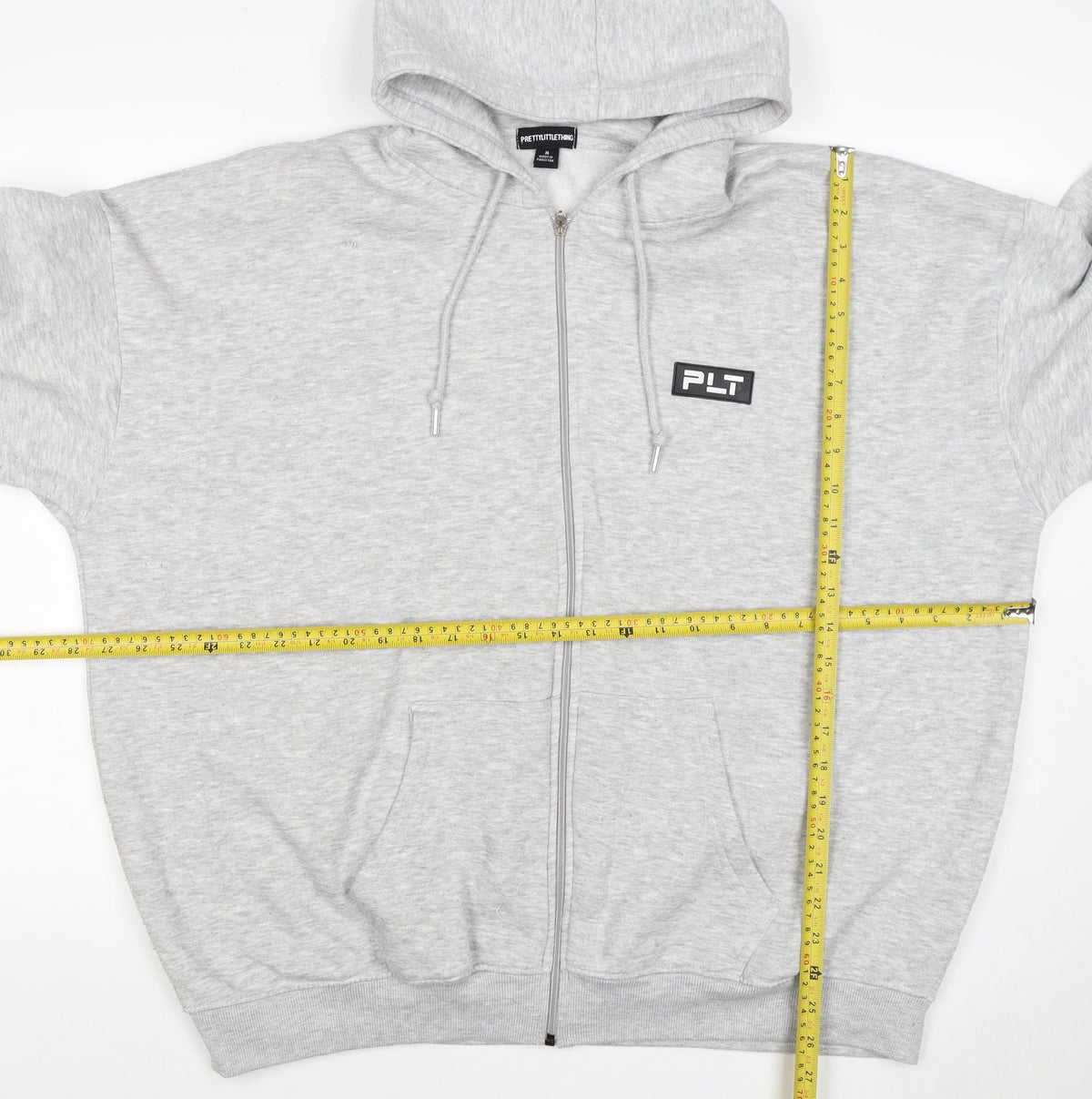 PrettyLittleThing Women Grey M Full Zip Logo Hooded Hoodie