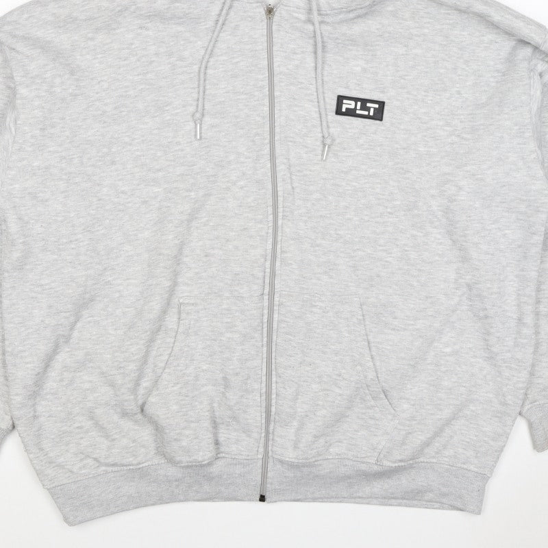 PrettyLittleThing Women Grey M Full Zip Logo Hooded Hoodie