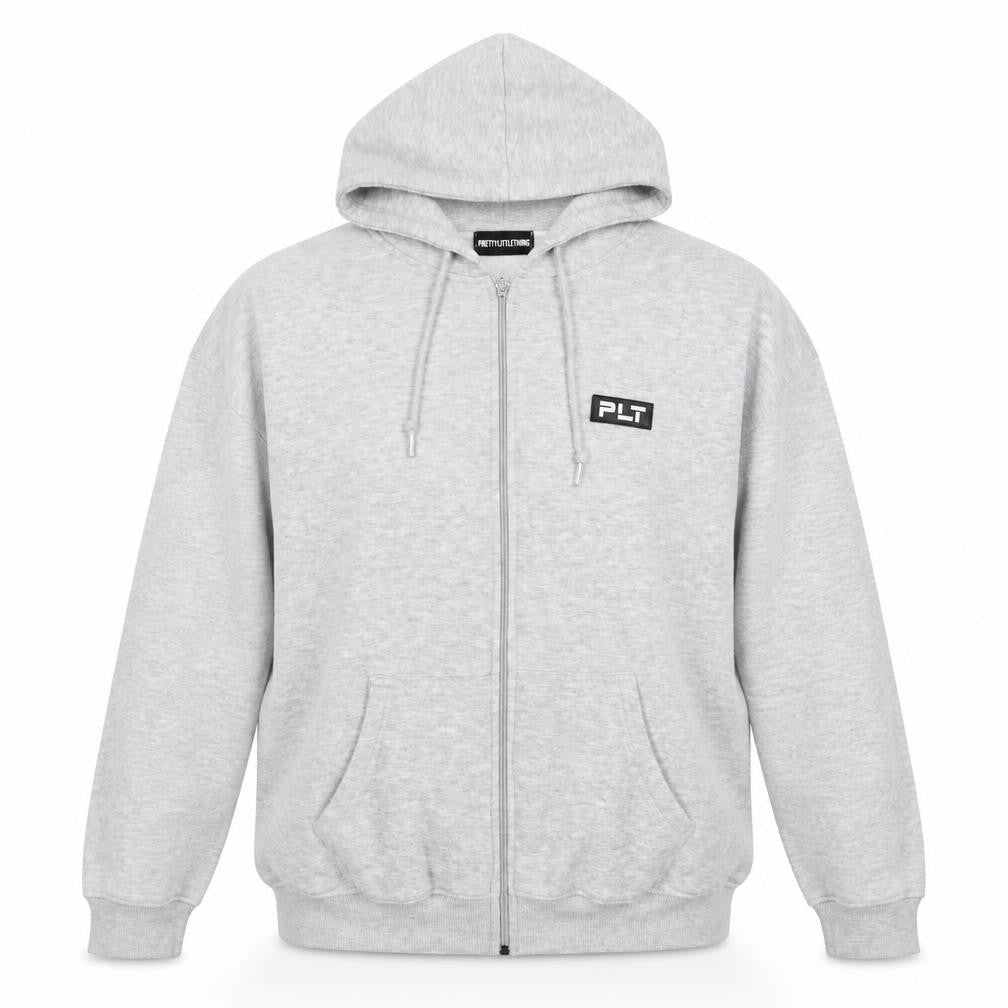 PrettyLittleThing Women Grey M Full Zip Logo Hooded Hoodie