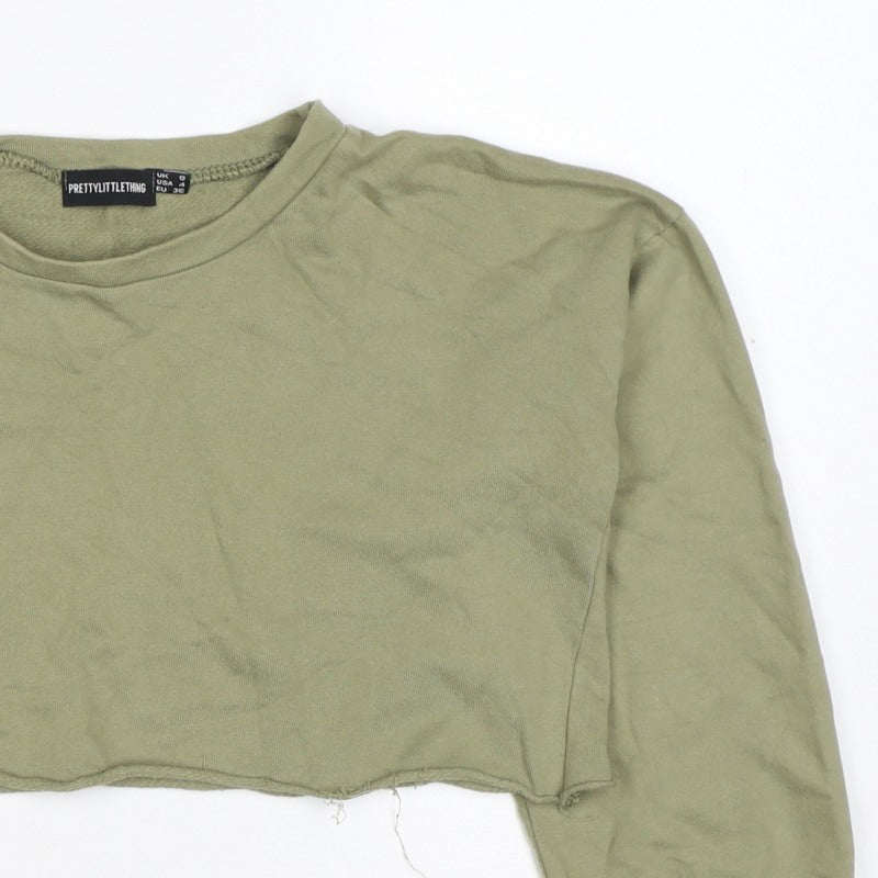PrettyLittleThing Women’s Green UK 6 Cropped Pullover Sweatshirt
