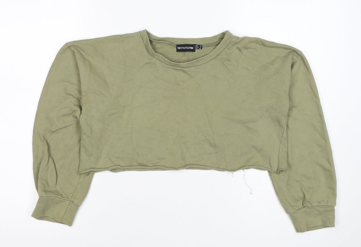 PrettyLittleThing Women’s Green UK 6 Cropped Pullover Sweatshirt