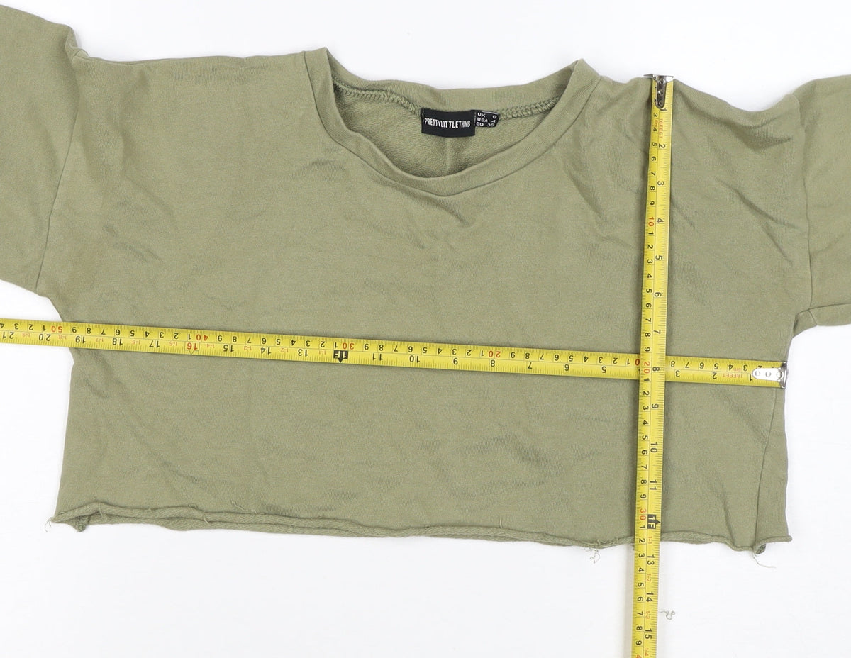 PrettyLittleThing Women’s Green UK 6 Cropped Pullover Sweatshirt
