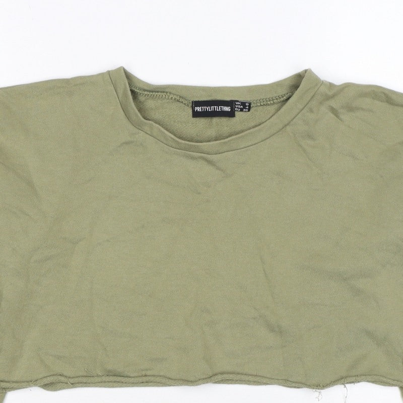 PrettyLittleThing Women’s Green UK 6 Cropped Pullover Sweatshirt