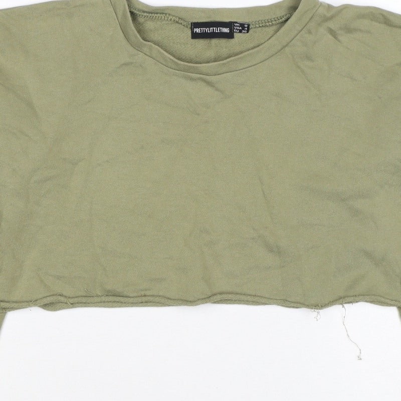 PrettyLittleThing Women’s Green UK 6 Cropped Pullover Sweatshirt