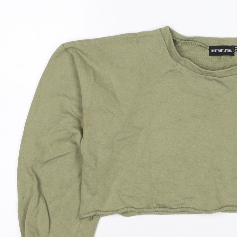 PrettyLittleThing Women’s Green UK 6 Cropped Pullover Sweatshirt