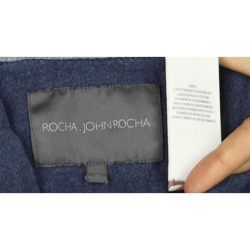Rocha John Rocha Men’s Blue Striped Cotton Polo Shirt L Short Sleeve