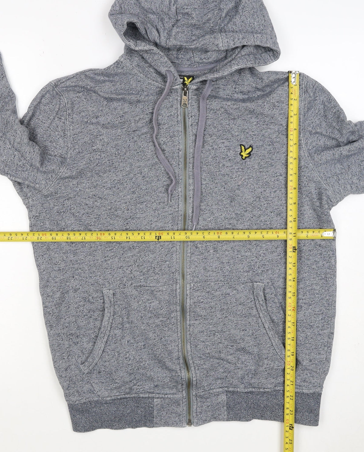 Lyle & Scott Men Grey XS Full Zip Hoodie Logo Cotton Blend