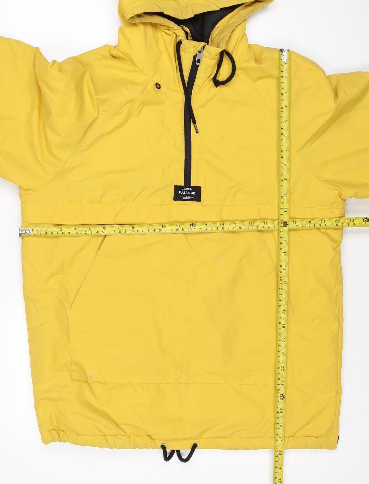 Pull&Bear Women Yellow M Hooded Anorak Padded Half Zip Jacket