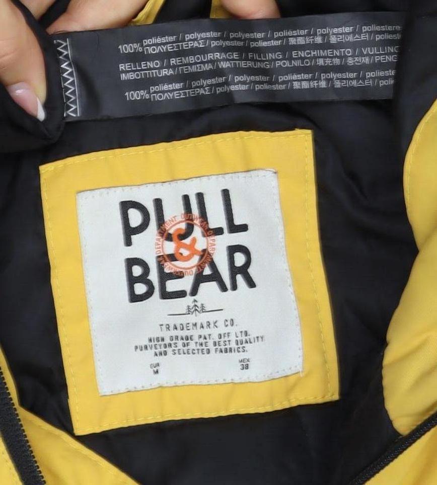 Pull&Bear Women Yellow M Hooded Anorak Padded Half Zip Jacket