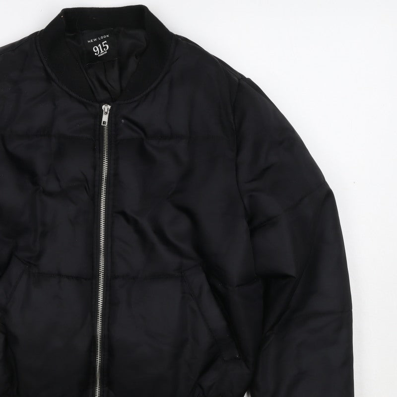 New Look 915 Girls Black Padded Bomber Jacket Age 12-13 Years Zip