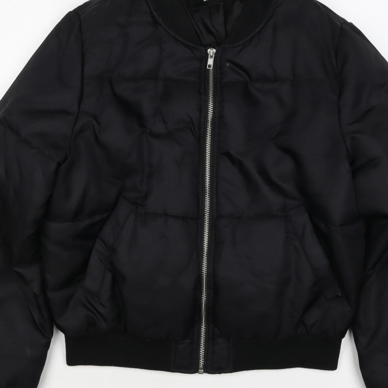 New Look 915 Girls Black Padded Bomber Jacket Age 12-13 Years Zip