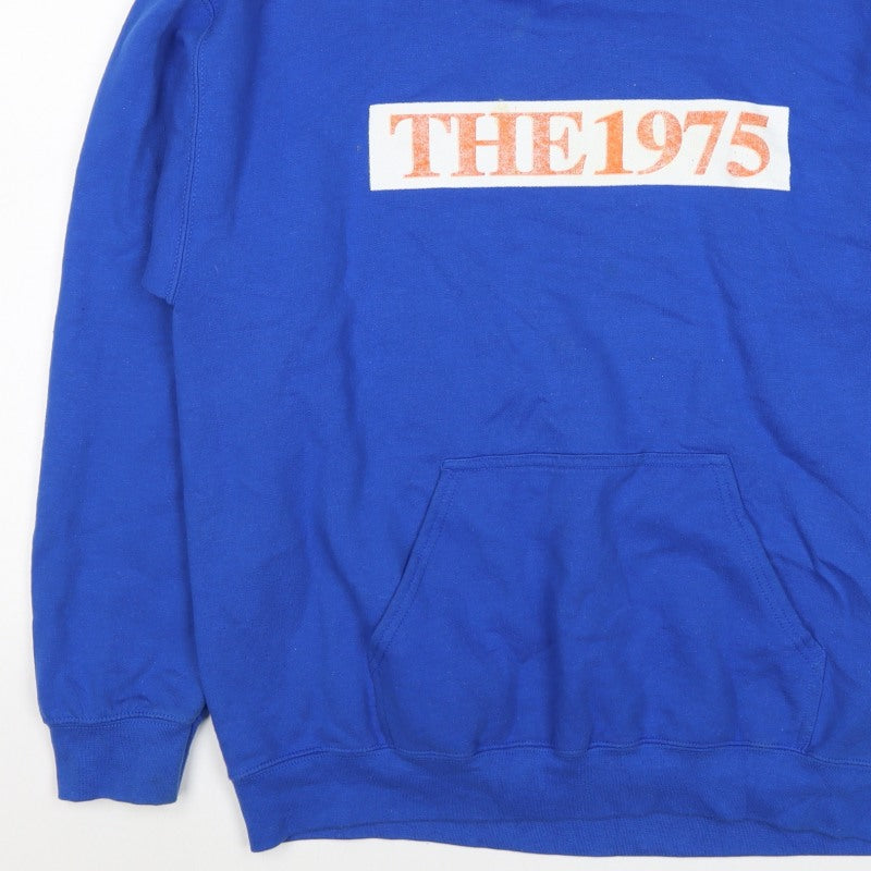The 1975 Men’s Blue L Pullover Hoodie Music Tour Graphic Pocket
