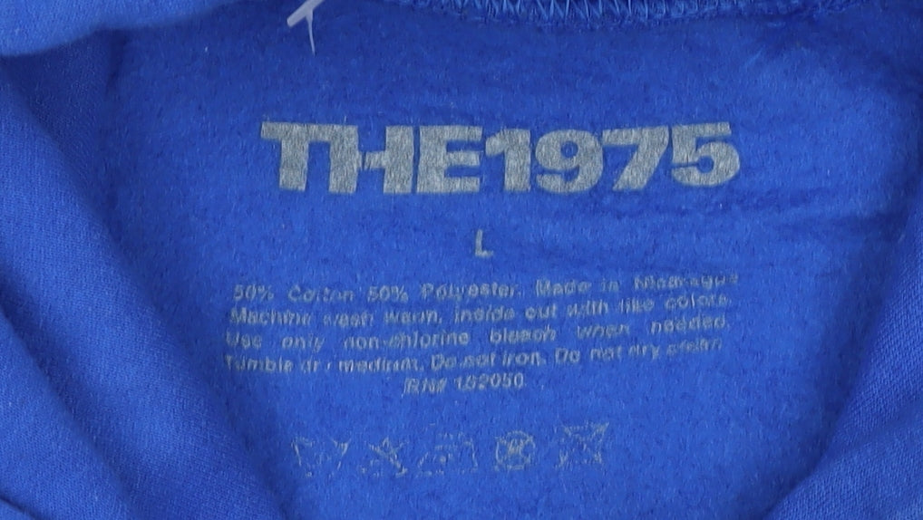 The 1975 Men’s Blue L Pullover Hoodie Music Tour Graphic Pocket