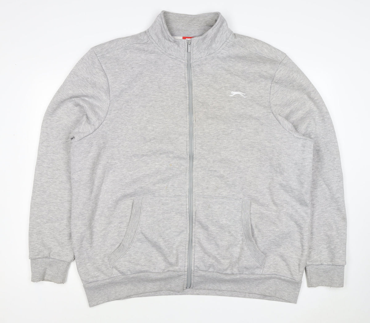 Slazenger Men's Grey 2XL Full Zip High Neck Logo Sweatshirt