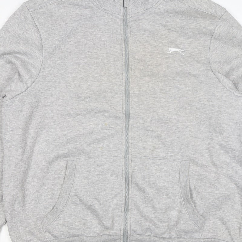 Slazenger Men's Grey 2XL Full Zip High Neck Logo Sweatshirt