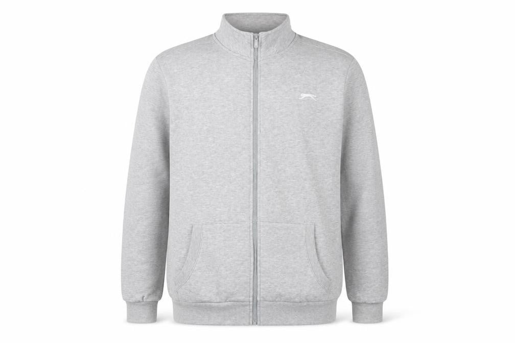 Slazenger Men's Grey 2XL Full Zip High Neck Logo Sweatshirt