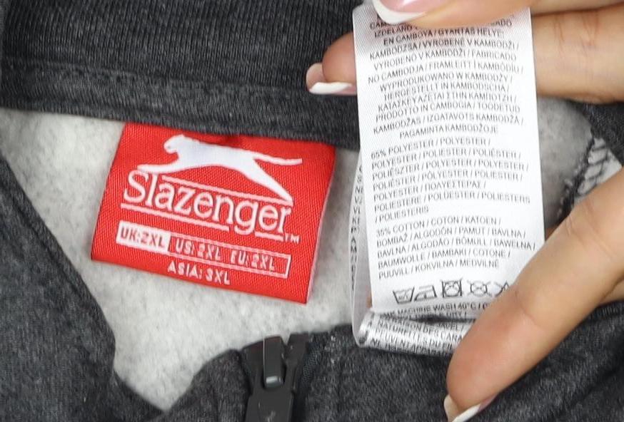Slazenger Men’s Grey 5XL Full Zip Sweatshirt High Neck Pockets