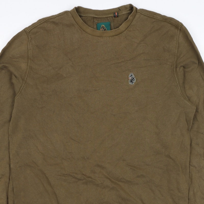 Luke Sport Men’s Brown L Crew Neck Cotton Logo Pullover Sweatshirt