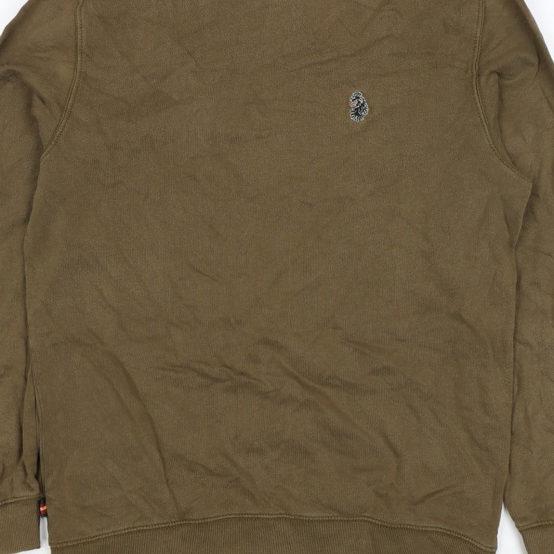 Luke Sport Men’s Brown L Crew Neck Cotton Logo Pullover Sweatshirt