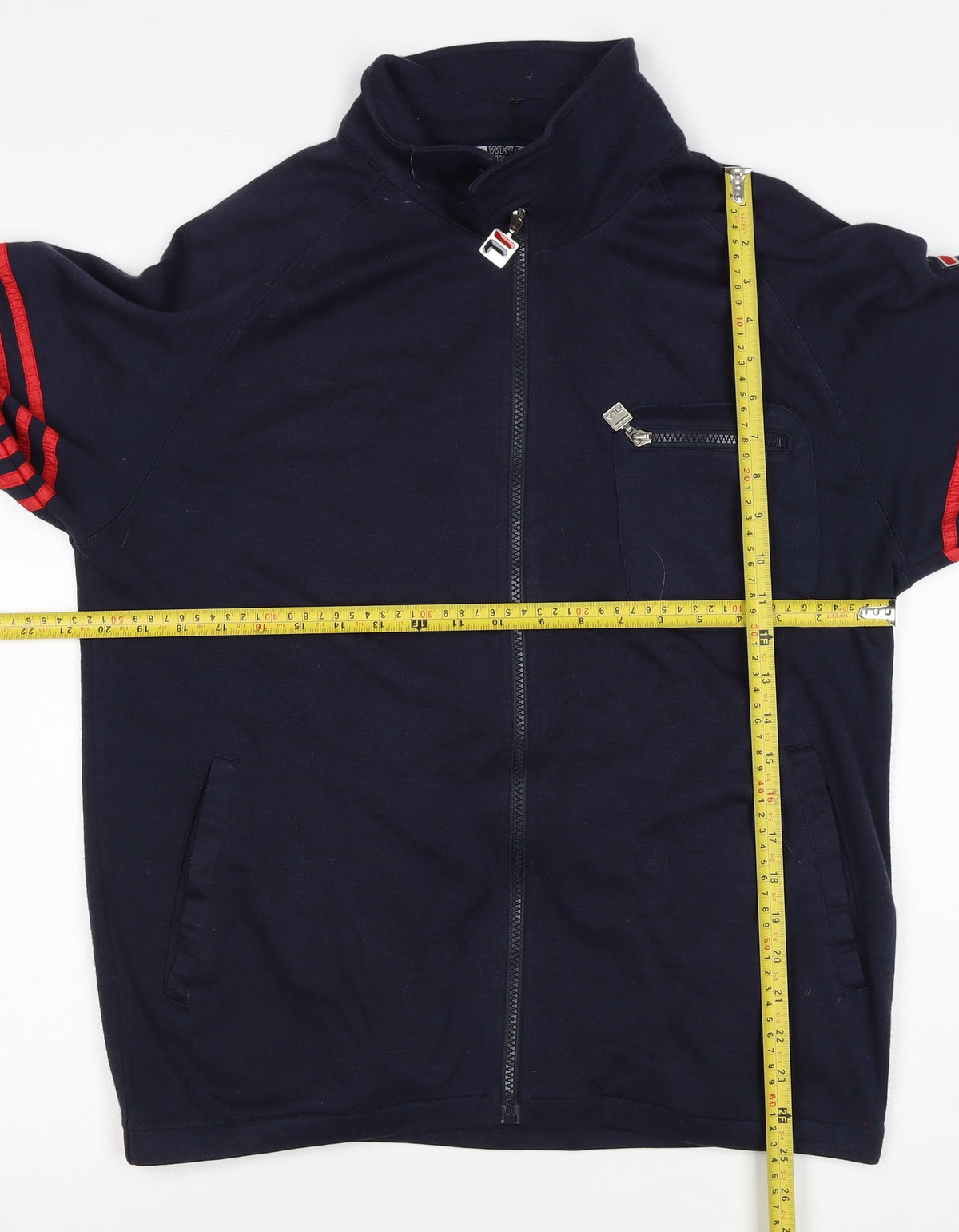 FILA White Line Men’s Blue M Full Zip Striped Wool Blend Sweatshirt