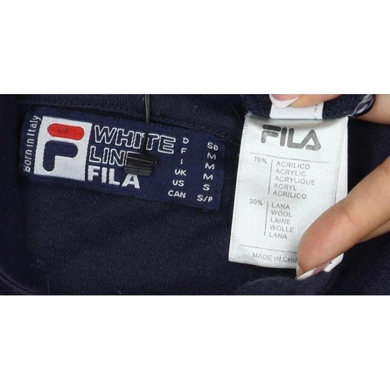FILA White Line Men’s Blue M Full Zip Striped Wool Blend Sweatshirt