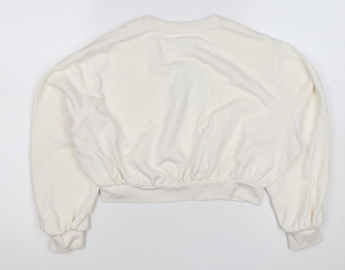 Marks and Spencer Girls Ivory Cat Graphic Rhinestone Pullover Sweatshirt 11-12