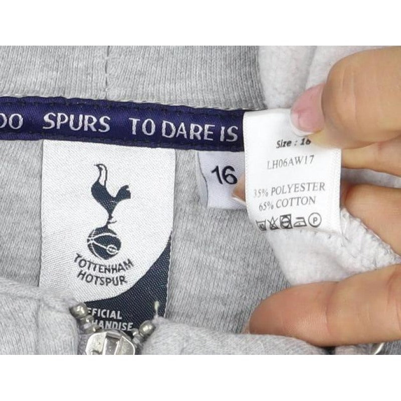Tottenham Hotspur Boys Grey Size 16 Full Zip Hooded Hoodie