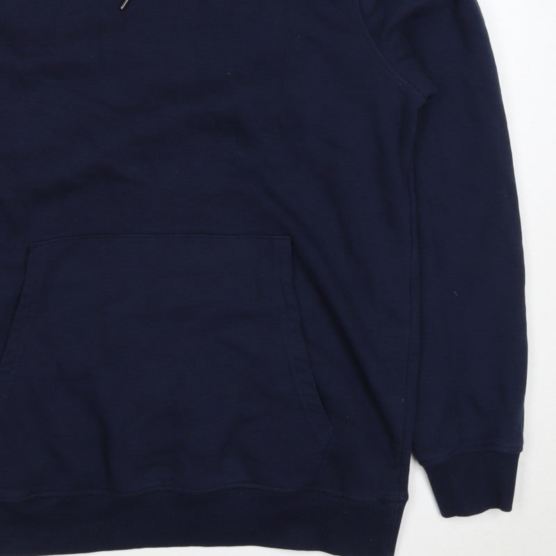 Jacamo Men’s Blue L Pullover Hoodie Cotton Blend Kangaroo Pocket