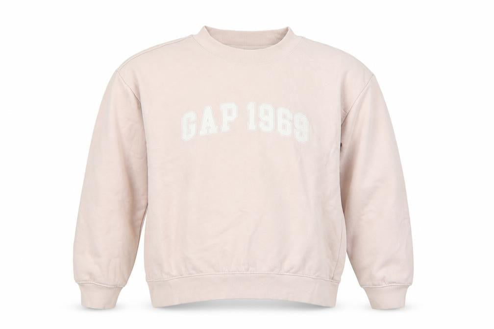 Gap Kids Girls Beige XL 12-13 Years Pullover Logo Sweatshirt