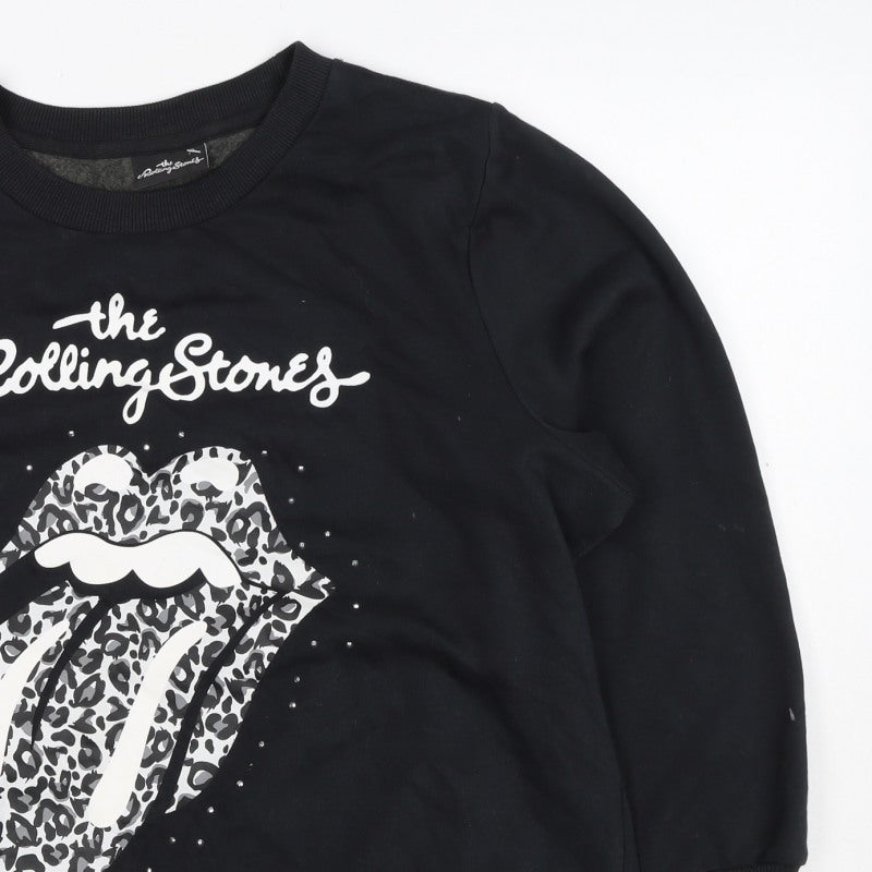 The Rolling Stones Women’s Black Size 16 Leopard Logo Sweatshirt