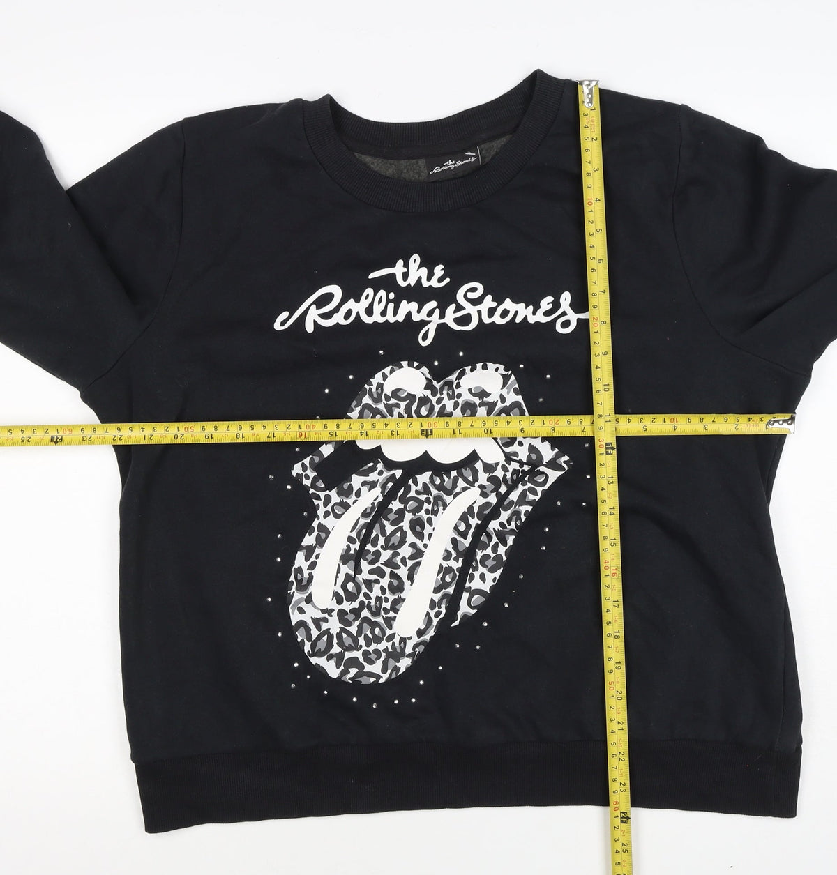 The Rolling Stones Women’s Black Size 16 Leopard Logo Sweatshirt