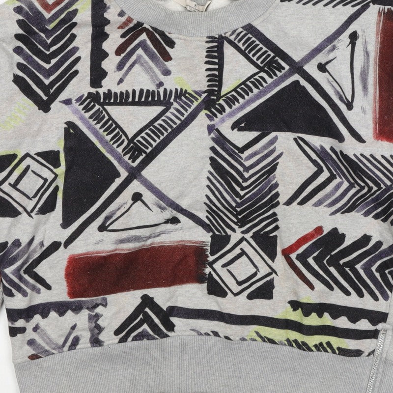 French Connection Women’s Grey S Aztec Geometric Pullover Sweatshirt Zip
