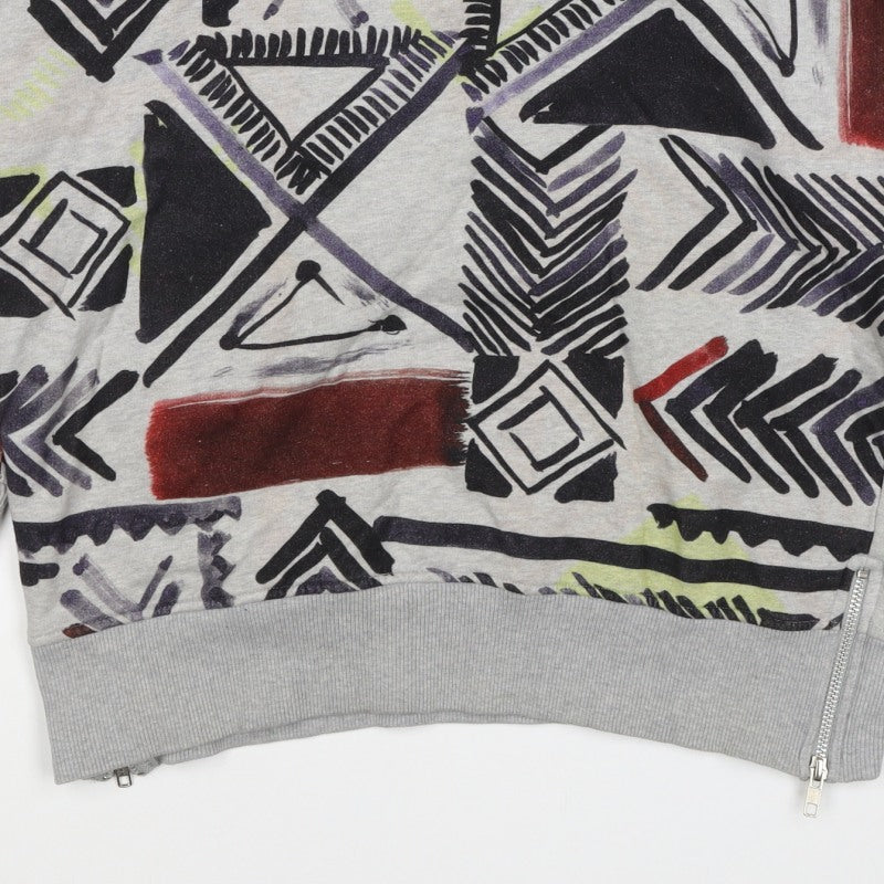 French Connection Women’s Grey S Aztec Geometric Pullover Sweatshirt Zip