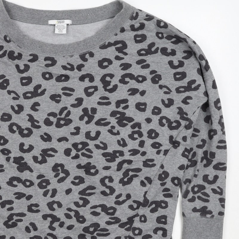 Mamas & Papas Women Grey Leopard Print Pocket Sweatshirt UK 10 Pullover