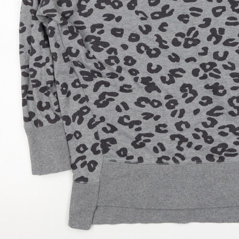 Mamas & Papas Women Grey Leopard Print Pocket Sweatshirt UK 10 Pullover