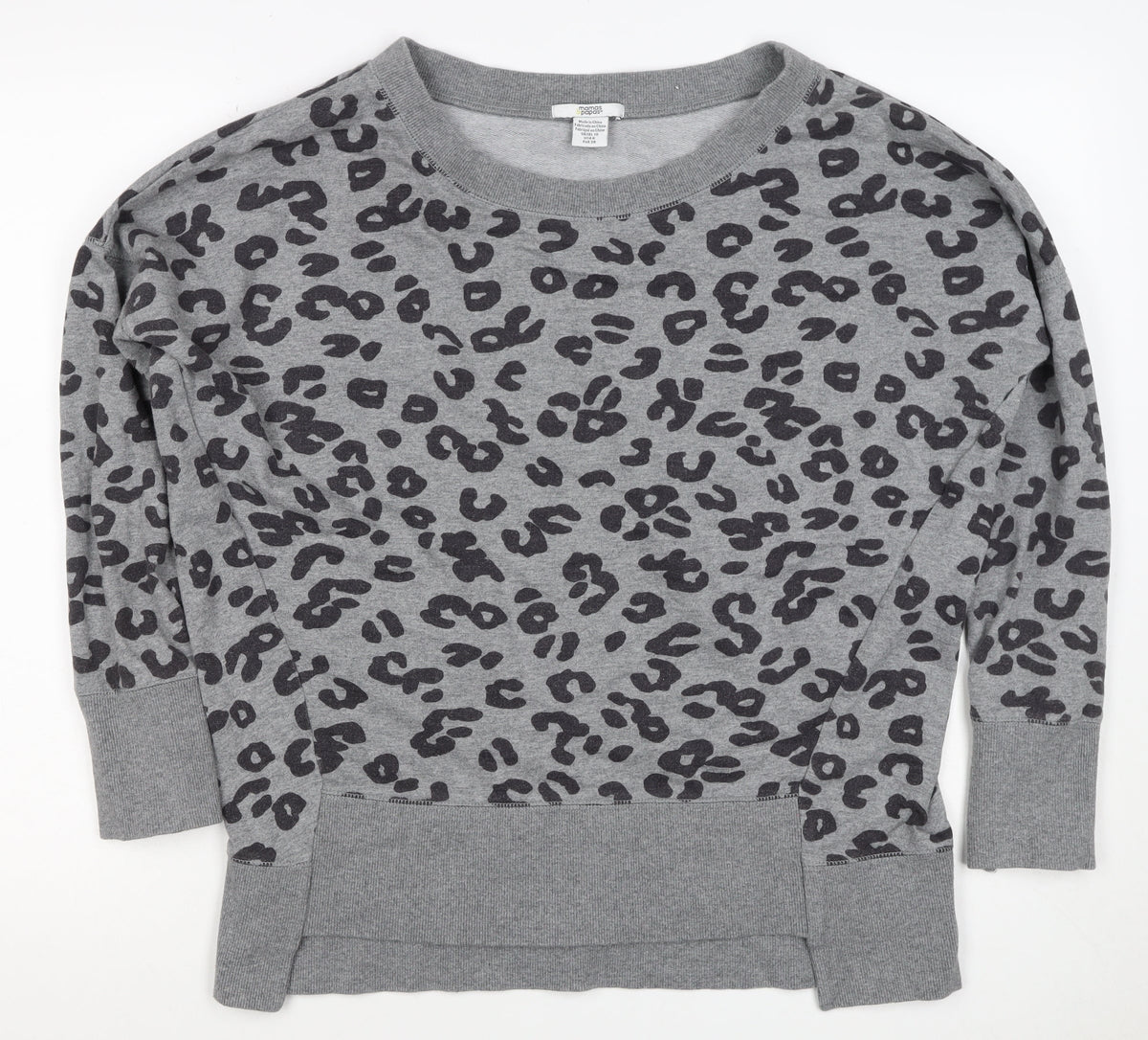 Mamas & Papas Women Grey Leopard Print Pocket Sweatshirt UK 10 Pullover