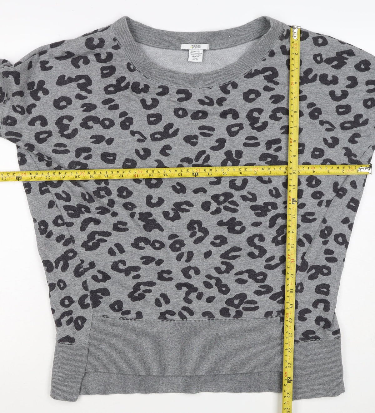 Mamas & Papas Women Grey Leopard Print Pocket Sweatshirt UK 10 Pullover