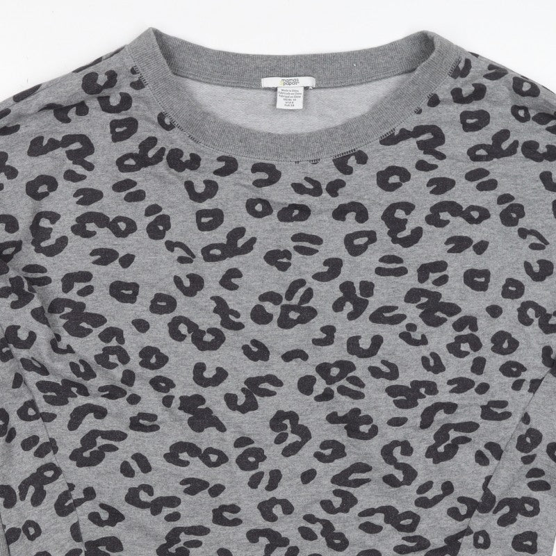 Mamas & Papas Women Grey Leopard Print Pocket Sweatshirt UK 10 Pullover