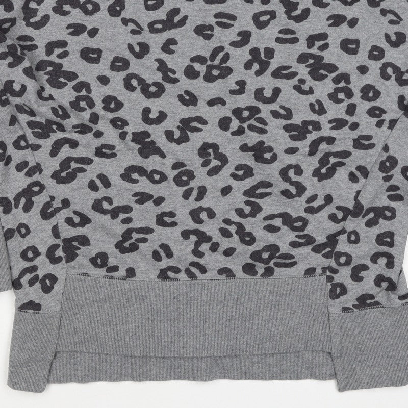 Mamas & Papas Women Grey Leopard Print Pocket Sweatshirt UK 10 Pullover