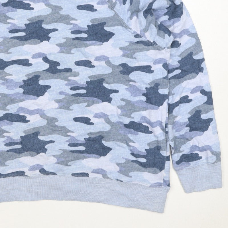 Marks & Spencer Women Blue Camo Cotton Sweatshirt UK 16 Pullover